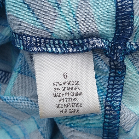 Dress Barn Blue and White palm leaves dress size 6 - Picture 9 of 9